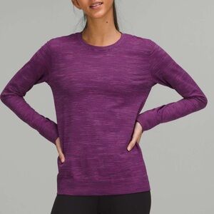 Sz 10 | Lululemon: Swiftly Relaxed-Fit LS
Shirt | EUC | Vivid Plum Multi Stripe